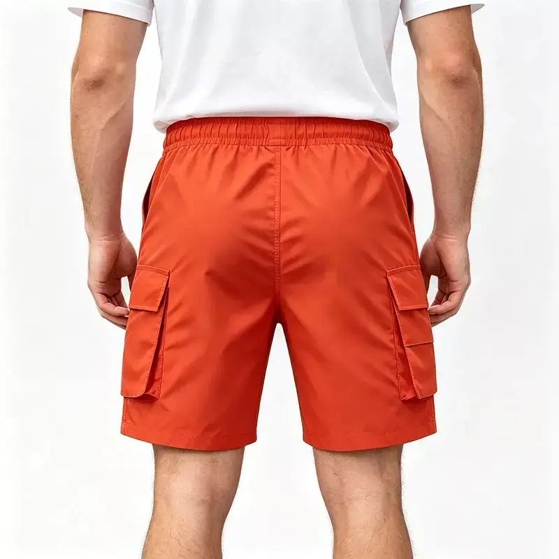 Kairo™ Men's Red Cargo Shorts rear view showing relaxed fit
