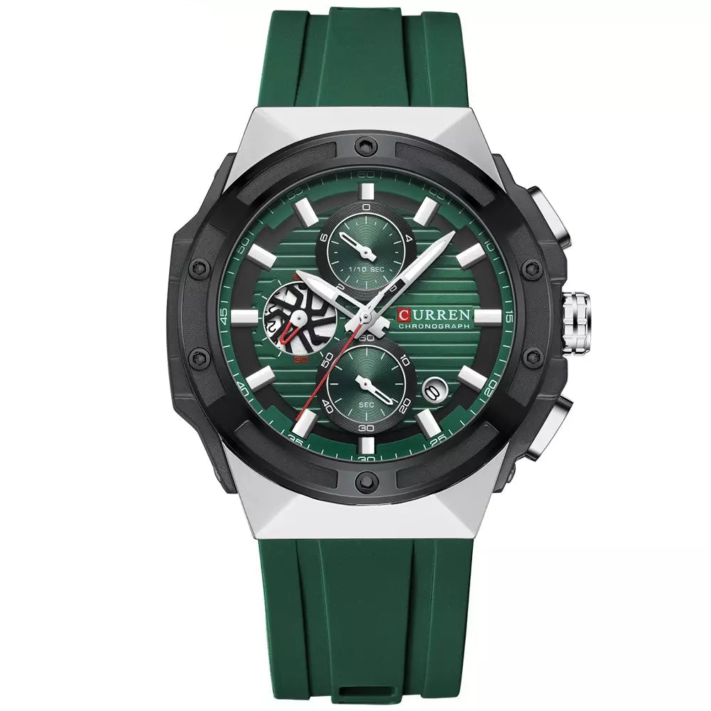 Vortex Men’s Watch in green with silver details and chronograph dial