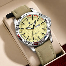 Silver Veyron™ men’s watch with beige leather strap and light dial