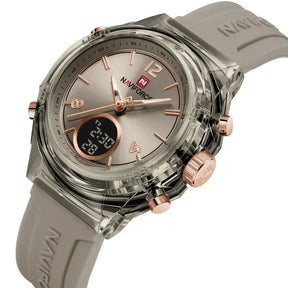 Elegance Dual Display Ladies’ Watch, ladies watch, women’s watches UK, dual display watch, analogue and digital watch, stylish ladies watch, elegant women’s watch, water resistant ladies watch, modern ladies quartz watch, silicone strap ladies watch
