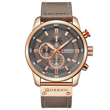 Valen men’s rose gold watch with grey leather strap
