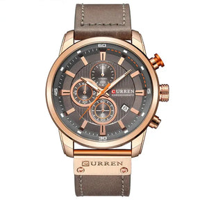 Valen men’s rose gold watch with grey leather strap