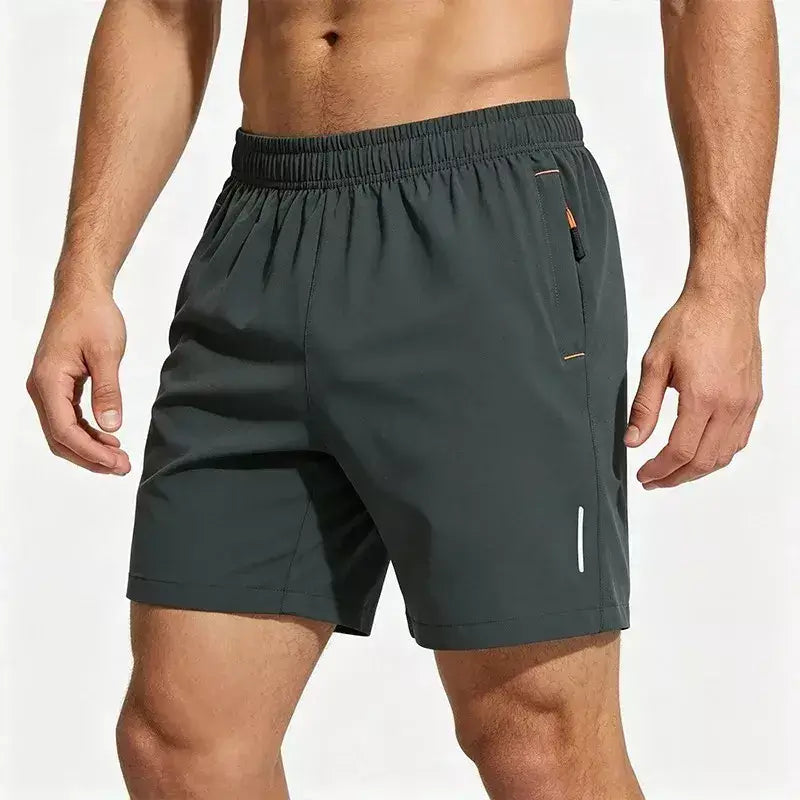 AeroDry Men's Quick-Dry Shorts in Grey – Lightweight Stretch Sports Shorts with Zip Pockets