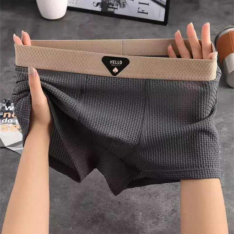Grey FlexCool boxer briefs with quick-dry breathable mesh material