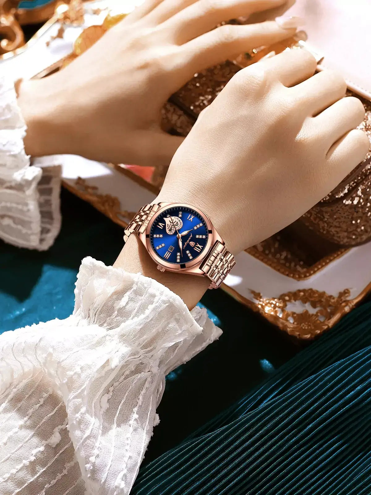 luxury women’s watch, elegant ladies watch, stainless steel women’s watch, waterproof quartz watch, luminous ladies wristwatch, dress watch for women, premium women’s timepiece, sophisticated women’s watch, stylish ladies watch UK, high-end women’s watch