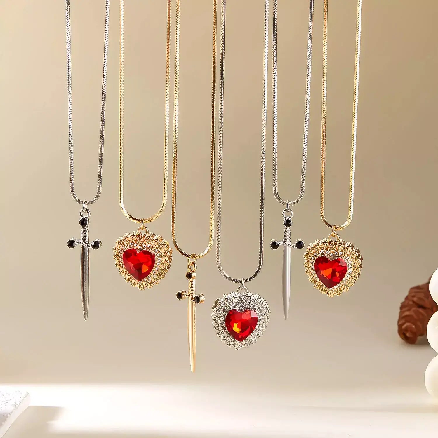 Heart & Sword Zircon Necklace Set - Buy 1, Get 2,
buy heart sword necklace, heart sword necklace UK online, romantic jewellery gift for girlfriend, unique valentine’s gift for her, affordable zircon necklace set, waterproof stainless steel heart necklace, heart sword zircon necklace set, heart and sword pendant meaning, zircon crystal heart necklace, unique couple necklace set, stainless steel romantic jewellery