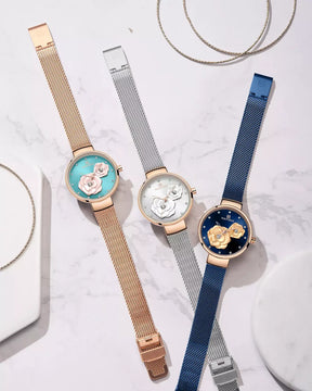 Bloom Elegance Women’s Watch,women’s luxury watch, elegant ladies wristwatch, stainless steel mesh women’s watch, quartz movement ladies watch, waterproof women’s wristwatch, fashion & casual ladies watch, floral design women’s watch, slim dial women’s watch, stylish watch for women UK, ladies gift wristwatch, everyday wear women’s watch, charming girl watch, sophisticated women’s timepiece, affordable luxury women’s watch, best ladies watch UK