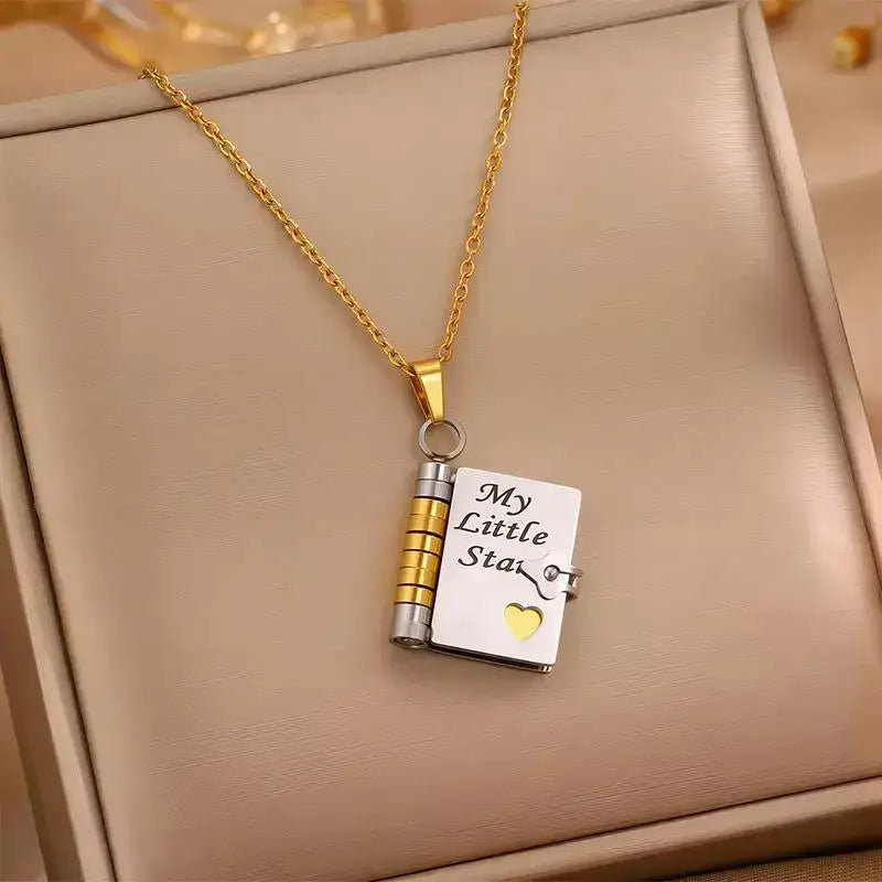 Engraved Book Necklace for Daughter,ngraved necklace for daughter, book pendant necklace, personalised gift for daughter, stainless steel necklace, openable book pendant, sentimental jewellery, birthday gift for daughter, meaningful gift, daughters necklace, heartwarming gift