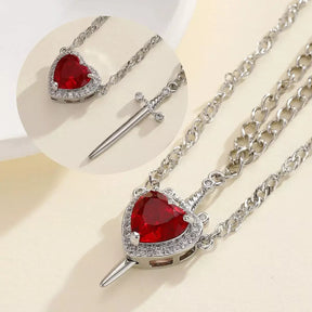 couple necklace gift, couples necklace set, matching couple necklaces, necklace for couples, couple jewellery gift, love necklace for couples, heart and sword necklace, symbolic couple necklace, romantic couple necklace, meaningful jewellery gift, promise necklace for couples, his and hers necklace set, couples jewellery gift