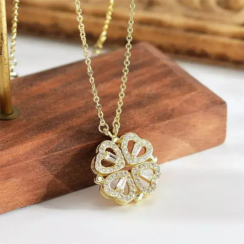 Magnetic Love Clover Necklace, Romantic necklace for couples, Couple’s magnetic necklace, Heart clover pendant necklace, Unisex romantic jewellery UK, Anniversary gift for her UK, Valentine’s Day gift UK, Meaningful gift for loved one, Symbolic love necklace, Gift box with roses necklace, Magnetic couple necklace UK, Love pendant necklace, Special occasion necklace, Romantic jewellery gift, Unique necklace for girlfriend, Eternal love necklace, Lucky clover necklace, Magnetic heart necklace