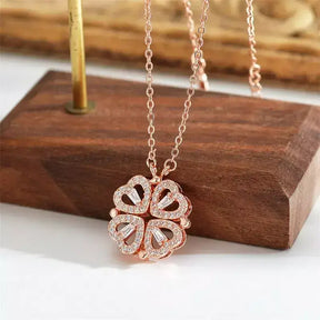 Magnetic Love Clover Necklace, Romantic necklace for couples, Couple’s magnetic necklace, Heart clover pendant necklace, Unisex romantic jewellery UK, Anniversary gift for her UK, Valentine’s Day gift UK, Meaningful gift for loved one, Symbolic love necklace, Gift box with roses necklace, Magnetic couple necklace UK, Love pendant necklace, Special occasion necklace, Romantic jewellery gift, Unique necklace for girlfriend, Eternal love necklace, Lucky clover necklace, Magnetic heart necklace