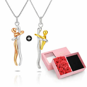 eternal embrace necklace, eternal embrace necklace set, couple necklace set, matching couple necklaces, romantic gift for girlfriend, meaningful gift for her, necklace gift for girlfriend, gift for wife, mother and child necklace, family necklace gift, necklace with rose gift box, luxury rose box gift, anniversary gift for girlfriend, sentimental gift for her, buy 1 get 1 free necklace
