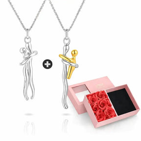 eternal embrace necklace, eternal embrace necklace set, couple necklace set, matching couple necklaces, romantic gift for girlfriend, meaningful gift for her, necklace gift for girlfriend, gift for wife, mother and child necklace, family necklace gift, necklace with rose gift box, luxury rose box gift, anniversary gift for girlfriend, sentimental gift for her, buy 1 get 1 free necklace