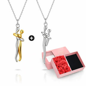 eternal embrace necklace, eternal embrace necklace set, couple necklace set, matching couple necklaces, romantic gift for girlfriend, meaningful gift for her, necklace gift for girlfriend, gift for wife, mother and child necklace, family necklace gift, necklace with rose gift box, luxury rose box gift, anniversary gift for girlfriend, sentimental gift for her, buy 1 get 1 free necklace