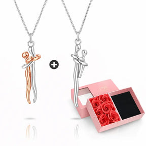 eternal embrace necklace, eternal embrace necklace set, couple necklace set, matching couple necklaces, romantic gift for girlfriend, meaningful gift for her, necklace gift for girlfriend, gift for wife, mother and child necklace, family necklace gift, necklace with rose gift box, luxury rose box gift, anniversary gift for girlfriend, sentimental gift for her, buy 1 get 1 free necklace