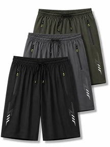 FlexDry quick-dry gym shorts in dark grey, lightweight stretch fabric