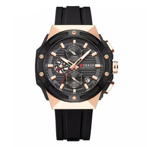 Vortex Men’s Watch in black with rose gold details and chronograph dial