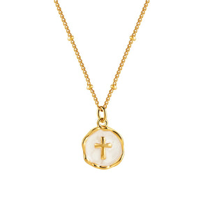 Cross – Pearl White: 40 cm + 5 cm chain, 16 x 12 mm pendant, 5.1 g
