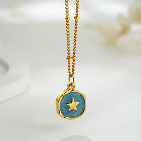 Celeste Talisman Necklace – Star, Ocean Blue enamel