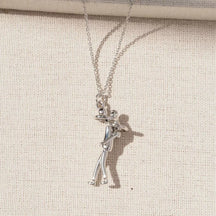 Silver Father & Son Hug Pendant Necklace – Elegant Family Keepsake