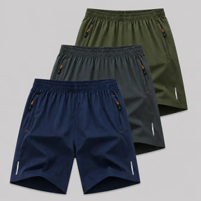 AeroDry Men's Shorts 3-Pack – Navy, Grey and Green Quick-Dry Stretch Shorts