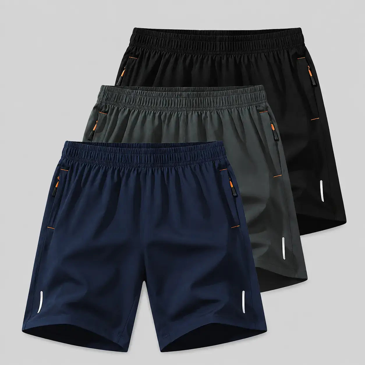 AeroDry Men's Shorts 3-Pack – Navy, Grey and Black Lightweight Sports Shorts