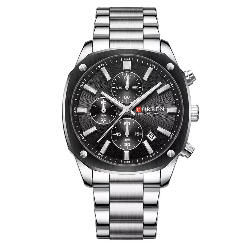 Veltrix Men’s Chronograph Watch in silver with black dial