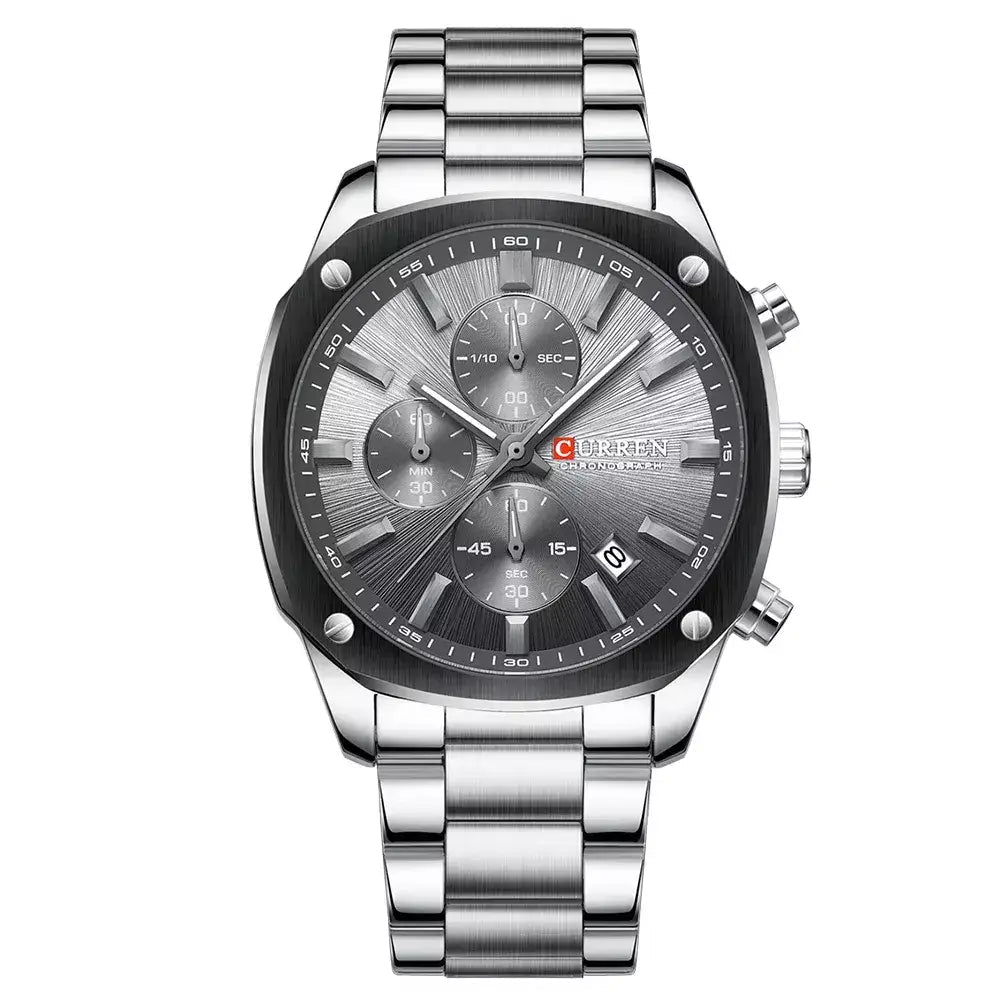 Veltrix Men’s Chronograph Watch in silver with grey dial