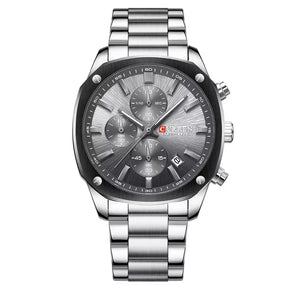 Veltrix Men’s Chronograph Watch in silver with grey dial